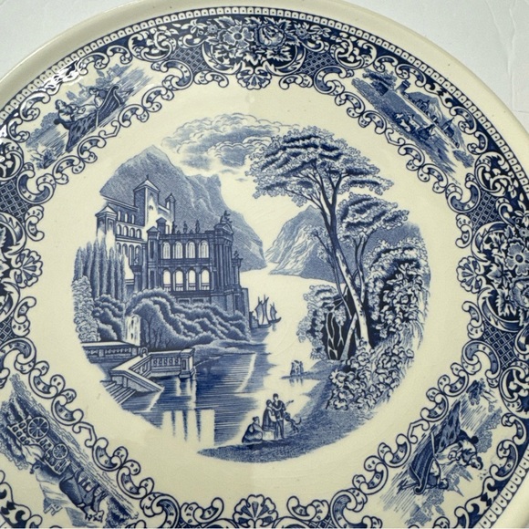 MYOTT Cambridge Old England Ironstone 12” Round Cake Plate Blue Transferware - Picture 5 of 7